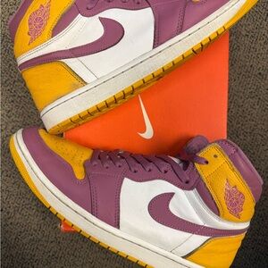Jordan 1 Retro High OG Brotherhood- Sneakers Purple Yellow White